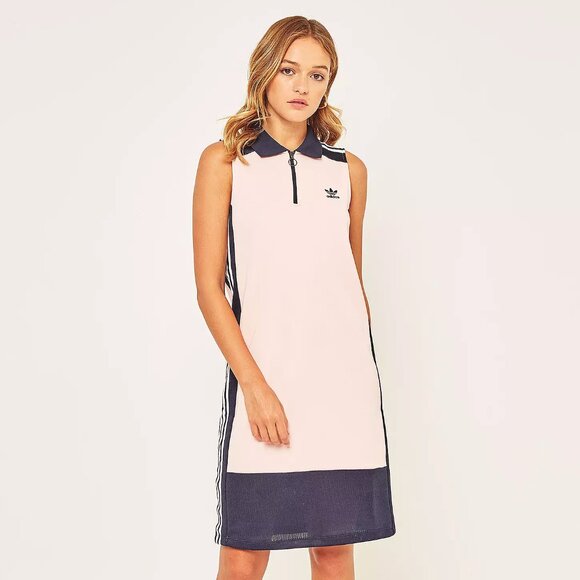 Adidas Trefoil Knit Dress "Icey Pink/Legend Ink" Colorblock Polo Tennis Golf S - Picture 1 of 7